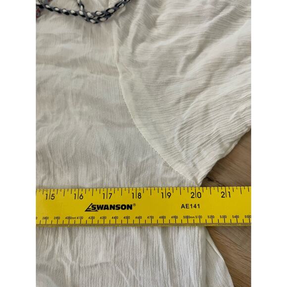 Anthropologie Conditions Apply Kaftan Cover Up Cotton Boho M White Embroidered - Picture 10 of 10